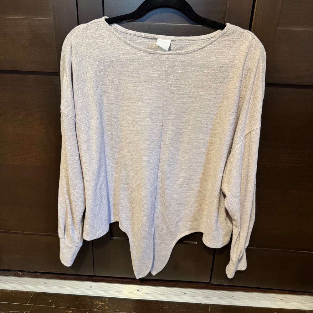 H&M Womens Taupe Tie Front Knit Top Long Sleeve Relaxed Size M